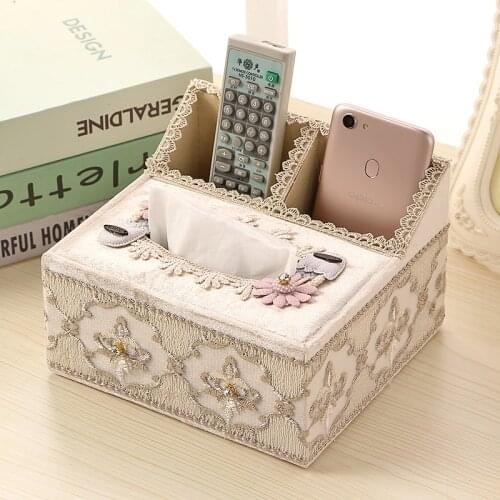 European Style Tissue Box Living Room Storage Box Lace Paper Box White Reusable Kitchen Tissue Pack Rangement Household Eg50zj