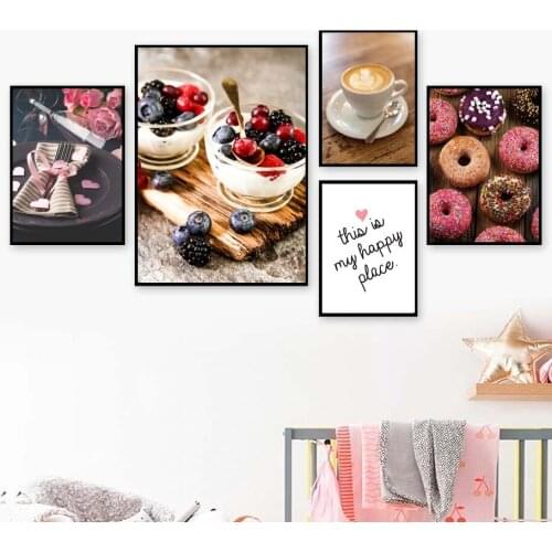 Cake Chocolate Circle Coffee Wall Art Posters Canvas Painting And Prints Wall Pictures For Living Room Baking Coffee Shop Decor