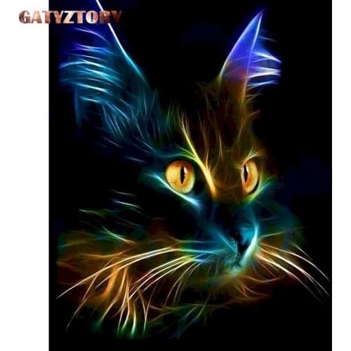 GATYZTORY Paint By Number Multi-colour Cat Drawing On Canvas Painting By Number Animal Kits Modern Wall Art For Unique Gift