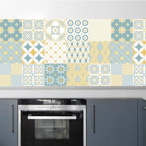 Geometric Style Tiles Wall Sticker Desk Wardrobe Kitchen Decoration Art Mural Bathroom Glass Waist Line PVC Wallpaper