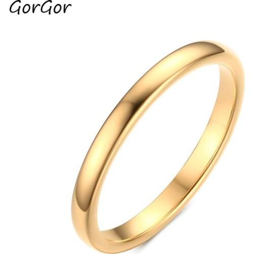 GorGor Rings Lovers Stainless Steel Pattern Glossy Gold Plating Exquisite Temperament Engagement Wedding Bands Jewelry CTR-011
