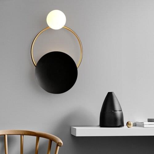 Hot Sale Modern LED Wall Lamp Nordic Glass Ball Sconce Lighting Fixture Ring Bedside Bedroom Living Room Indoor Decor G4 Lights