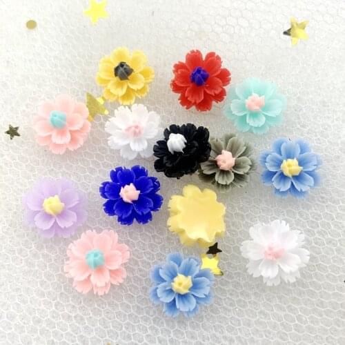 50PCS 13mm 10 Color optional Resin Not Rose Flowers Flatback Cabochon Embellishment Accessories DIY Craft
