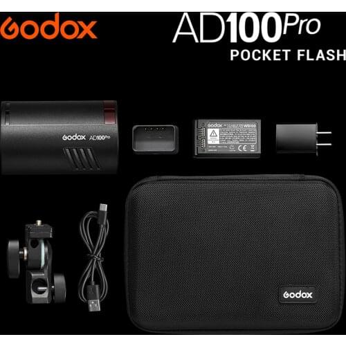 Godox AD100Pro Pocket Flash light for fuji nikon Canon Sony 2.4G Wireless Speedlight 100Ws TTL 2600mAh Portable outdoor