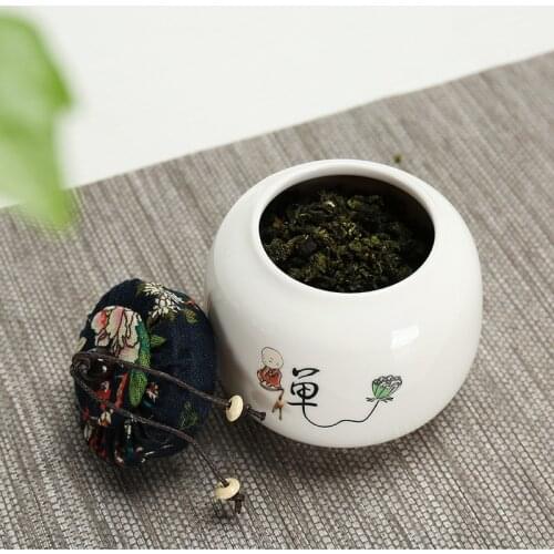 Ceramic Tea Caddy Small Mini Portable Pu'er Green Tea Sealed Cans Storage Tanks Chinese Style Travel Tea Leaf Box
