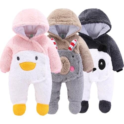 New Winter Newborn Baby Romper Cotton Thicken Boy Girls Clothes Snowsuit Infant Jumpsuit Kids Cartoon Bodysuitfor Babies 0-12M