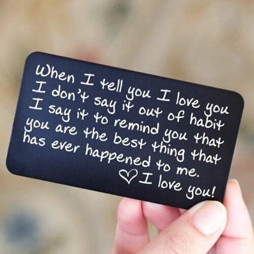 Wallet Inserts Cards for Men Woman Husband Stainless Steel Anniversary Valentines Day Jewelry When I Tell You T Love You