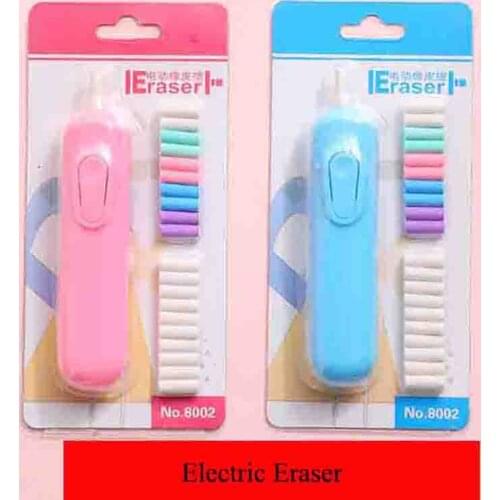 1 Set Candy Color Electric Eraser With Rubber Refills Art Sketch Drawing Pencil Rubber Eraser Office Students Eraser Stationery
