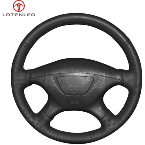 LQTENLEO Black PU Artificial Leather Hand Sew Car Steering Wheel Cover For Mitsubishi Pajero Sport 2004 Montero Sport 2004