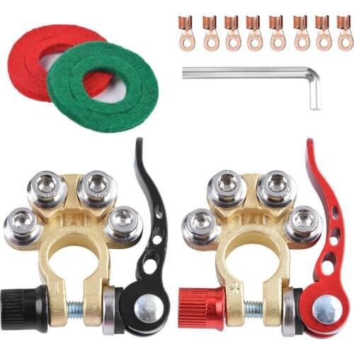 2PCS Copper Battery Terminals Connector Quick Release Disconnect Positive Negative for Car Motorhome Truck Batteries Accessories