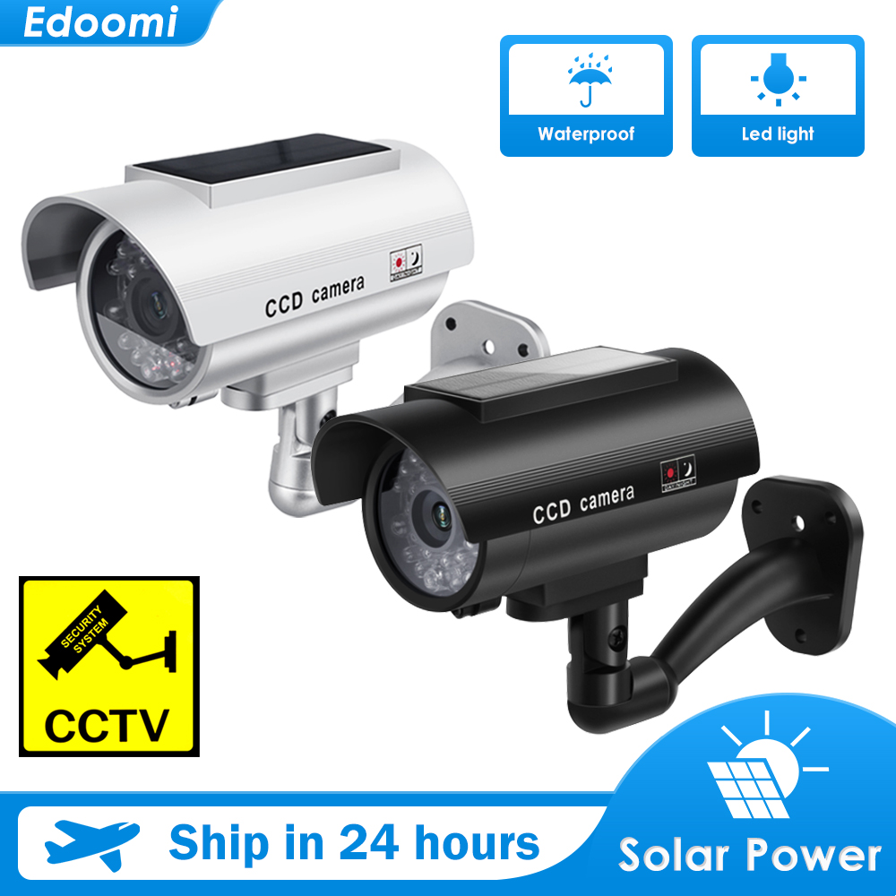 Solar Power Dummy Camera Outdoor Indoor Bullet LED Light Monitor Security Waterproof Fake Camera CCTV Surveillance Camera