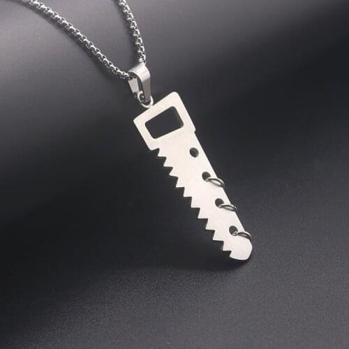 Mens necklaces women hip hop pendant stainless steel Saw men necklace chain pendant woman accessories fashion jewelry the neck