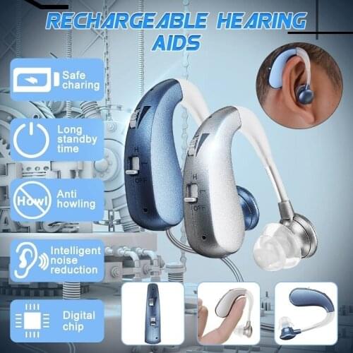 Rechargeable Mini Digital Hearing Aid Sound Amplifier Listen Wireless Ear Aids for Elderly Moderate to Severe Loss Drop Shipping