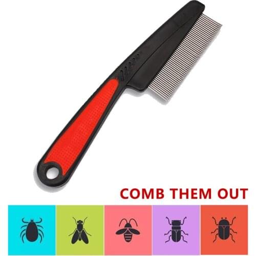 Pet Flea Tick Comb Dog Cat Stainless Steel Long Short Needle Non-Slip Remove Hair Fur Brush Comfort Pets Hair Grooming Remover