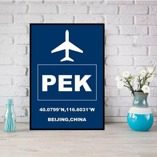 PEK Beijing International Airport Aviation Poster Art Poster Art Print Wall Canvas Painting Wall Art for Living Room