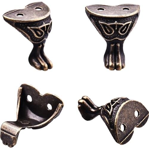 Antique Alloy Jewelry Gift Box Wood Case Decorative Feet Leg Corner For Furniture 29mm*27mm
