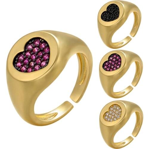 Adjustble CZ Stone Round Heart Ring for Woman Girls Office Career Cocktail Party Fashion Jewelry Gifts anillos de mujer