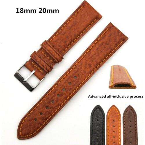 18mm 20mm Genuine Leather Stone Pattern Watch Band Strap for Watch With Silver steel Buckles Strap 9.20
