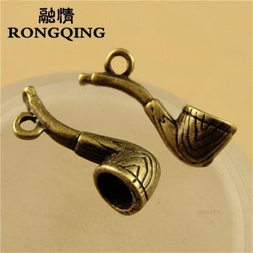 RONGQING 13*20MM 100pcs/lot Pipe Pendants Cigar Pipe Charms Bronze Pendant for Jewelry Making