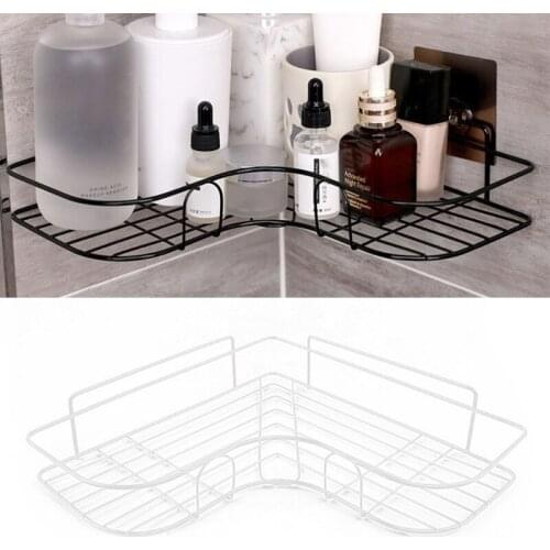 Self Adhesive Bathroom Shower Shelf Metal Wall Mounted Storage Organizer Rack W3JE