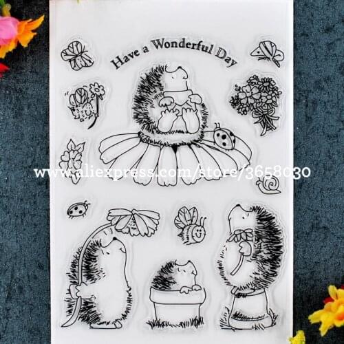 Have a Wonderful Day Hedgehog Scrapbook DIY photo cards rubber stamp clear stamp transparent stamp 11x16cm 8071360