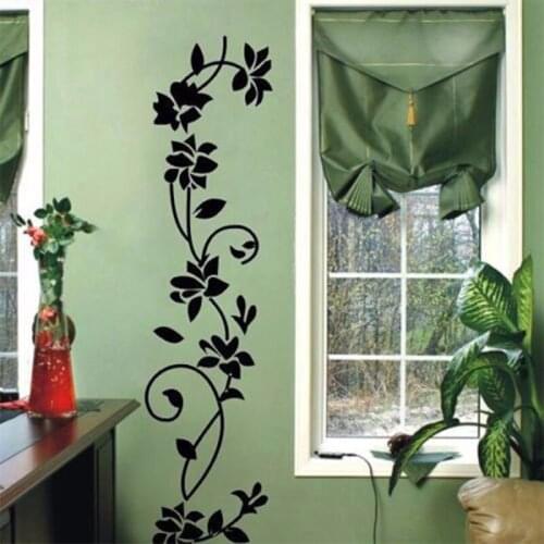 DIY Ratten Flower Removable Vinyl Wall Decal Stickers Mural Home Decor Black 30x105cm