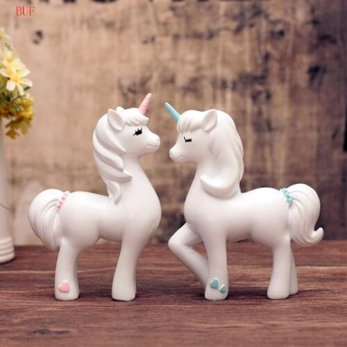 BUF Modern Abstract Cute Unicorn Statue Resin Sculpture Ornaments Home Decoration Accessories Geometric Resin Sculpture Statues