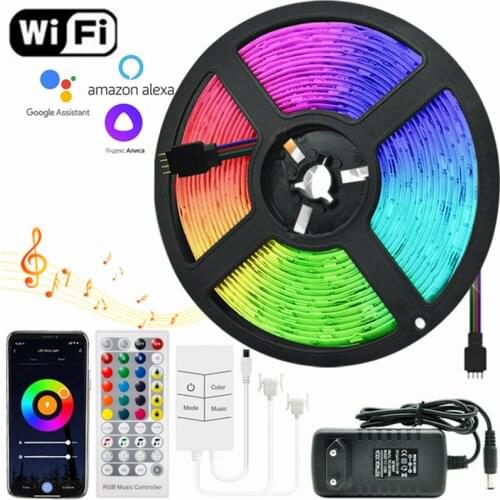 20M 30M 40M 24VLED Strip Light SMD 5050Lamp Diode Decoration Living Room Luminous String WIFI Controller Flexible RGB Background
