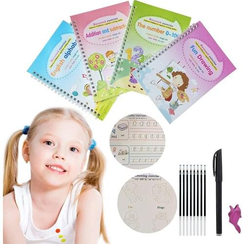 Copybook 4 Books Learning Numbers In English Painting Practice Art Book Baby For Calligraphy Writing Kids English Lettering Toy