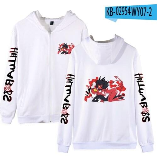 Cartoon Helluva Boss Sweatshirt Boy girls Zipper Hoodie Women Mens Tracksuit Harajuku American Anime Clothes Jackets Boy