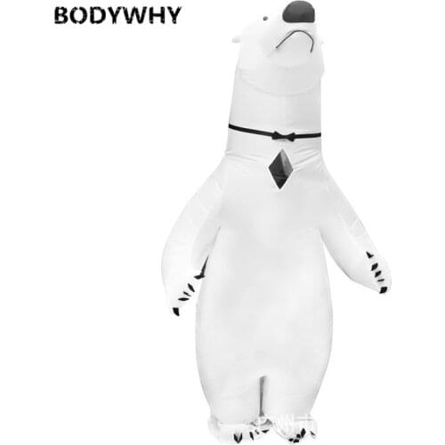 Adorable Inflatable Polar Bear Doll Costume for Valentines Day Adult Walking Props Show Playing Dolls Costume Mascot Inflatable