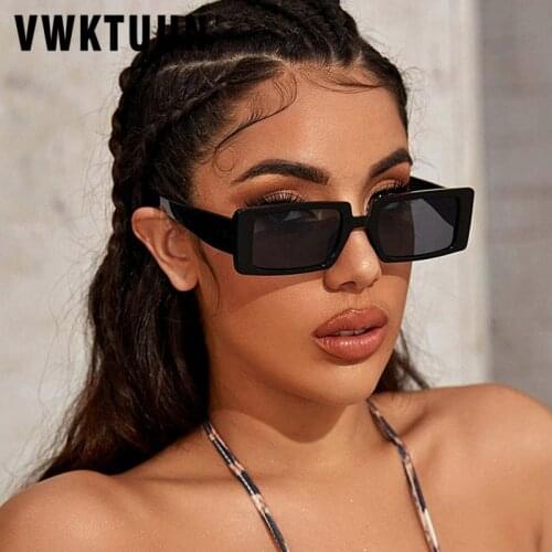 VWKTUUN 2021 Rectangle Sunglasses Women Vintage Sun Glasses For Women/Men Luxury Brand Designer Eyeglasses Women Small Oculos