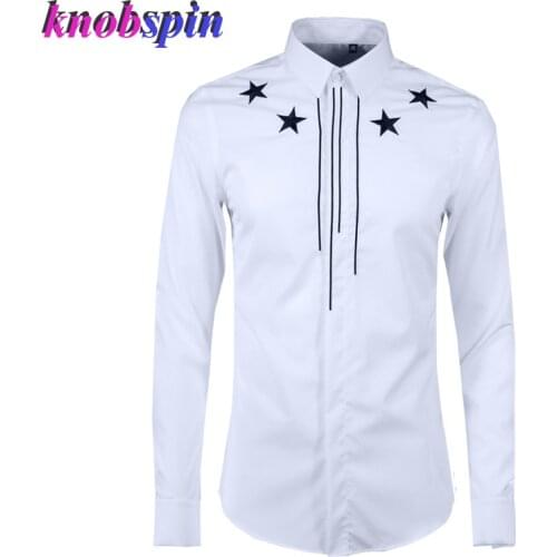 High quality 100% Pure Cotton Shirt man Brand design Full sleeve Slim Casual shirts Elegant Embroidery Camisas masculina