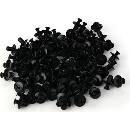 100pcs 8mm Hole Door Rivet Plastic Clip Fasteners Black Cars Lined Cover Barbs Rivet Auto Fasteners For Cars Fender Bumper Fixed