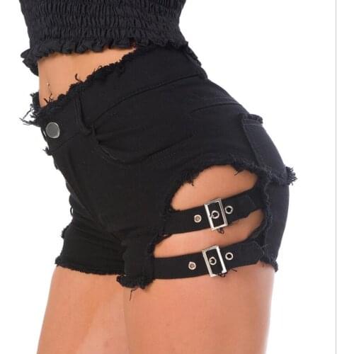 2021 Hot Shorts Sexy High Waist Bandage Letter Women Denim Hole Jean Shorts Sexy Club DJ Dance Shorts