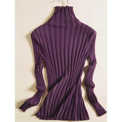 Womens 70% Silk 15% Lycra 15% Cashmere Basic Slim Fit Mockneck Long Sleeve Pullover Sweater Top Base Shirt LY002