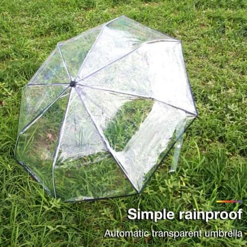 Sun-proof Three Fold Transparent Umbrella Rain Women Men Sun Rain Auto Paraguas Compact Windproof Style Clear Umbrella