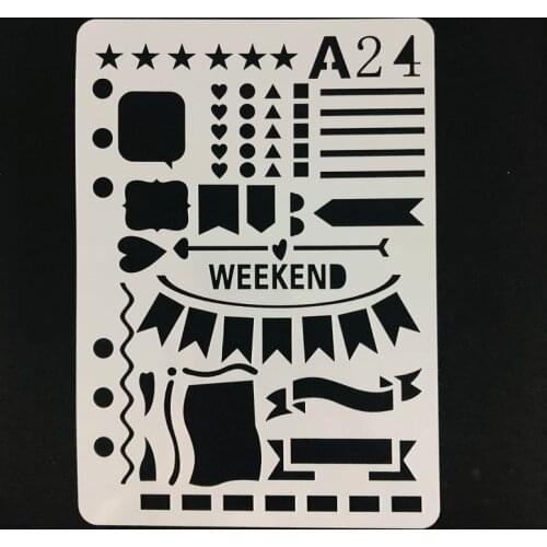 1 Pc Weekend Banner PET Layering Stencils for DIY Scrapbook Drawing Color Stamp To Do List Stencil Bullet Journal Supplies A5