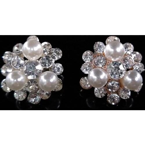 2018New 100Pcs 18mm Rhinestones Pearl Flower Buttons for DIY Child Hair Brand Accessories and Wedding Decoration HZ392