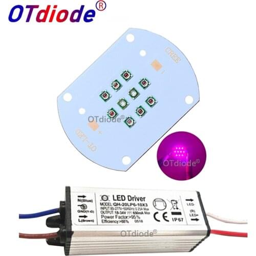 30W Cree XP-E Plant Grow Multi-Chip LED Lamp Light Deep Red 660nm + Royal Blue 450nm Diode Bulb+Driver For Plant Fruit Growth