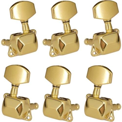 6 Pieces Guitar Lock Tuners (3L+3R Handed) Guitar String Tuning Pegs Machine Head Tuners for Electric or Acoustic Guitar, Gold