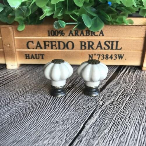 8pcs Grey Vintage Ceramic Door Knobs Pumpkin Cabinet Cupboard Drawer Small Pull Handle For Kids bedroom kitchen living Room