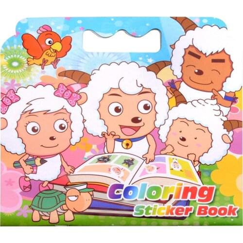 16 Pages Cute Small Sheep Coloring Sticker Book For Children Adult Relieve Stress Kill Time Graffiti Painting Drawing Art Book