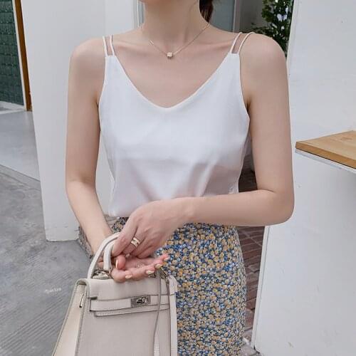 Summer Satin Women Thin Wild Solid Camis Vest Women Tank Tops Female Sexy Strap Basic Tops Slim Sleeveless Camisole y2k top