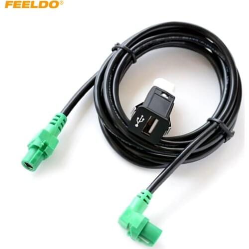 FEELDO Car Radio USB AUX-In Cable Plug USB Socket For BMW 1/2/3/5/7 Series Audio Wire Harness AUX Cable Adapter