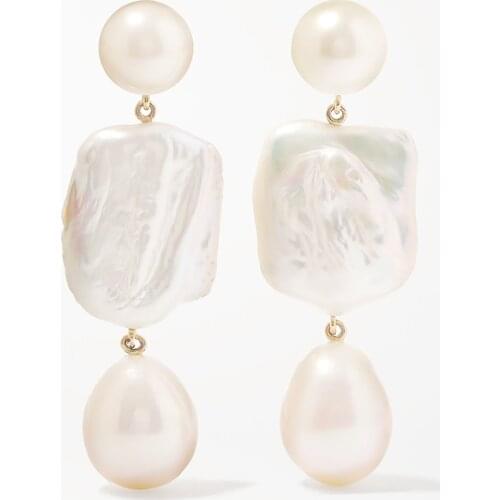 Baroque wedding gifts brand luxurious Piet Perle naturally real squared freshwater pearl dangle drop earrings for women jewelry