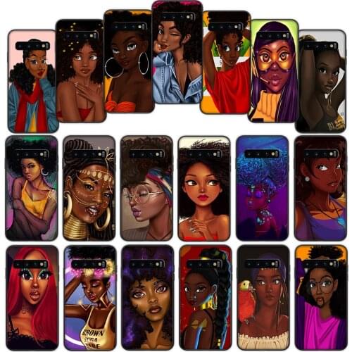 Black Girl Cartoon Soft Cover Case for Samsung Galaxy Note 10 20 Ultra S10 Plus S10e Lite