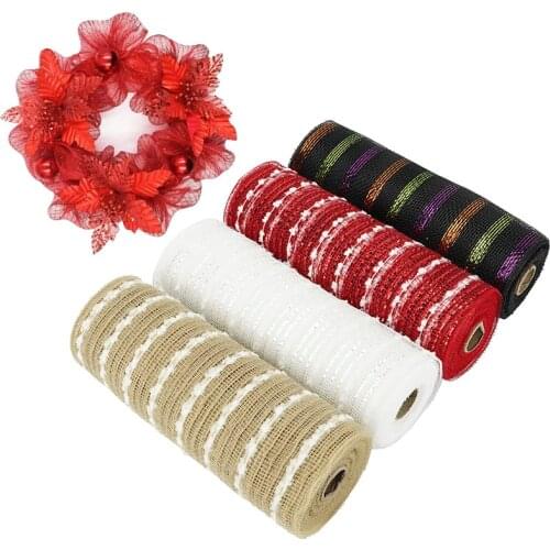 Christmas Decorative Mesh Gauze Ribbon Wreaths Bows Wrapping Flower Packing Net Cloth Tulle Roll Party Wedding DIY Decorations