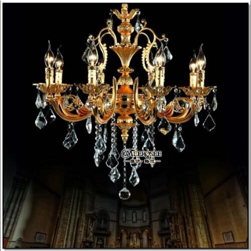 European Gold Chandelier Lighting Crystal Light Fixture Traditional Hanging Lamp Crystal Lustre Lighting Home Decor Luminaria