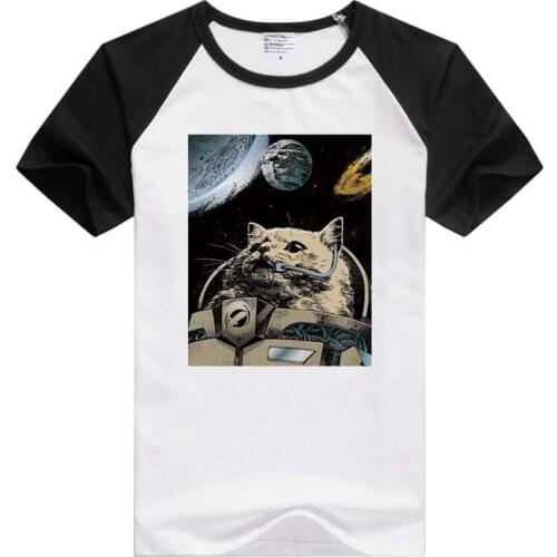 Space Astronaut Cat short sleeve casual Men/Women T-shirt Comfortable Tshirt Cool Print Tops GA421